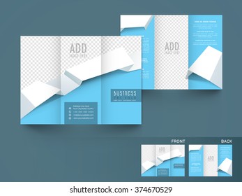Business Trifold Brochure, Template or Flyer design with image space and front or back page view.
