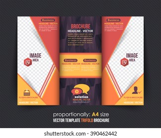 Business Tri-Fold Brochure Template. Polygonal Geometric Elements Style Corporate Leaflet, Cover Design