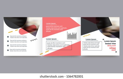 business trifold brochure template with soft pink and orange colors
