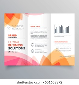 Business Trifold Brochure Template With Soft Pink And Orange Colors