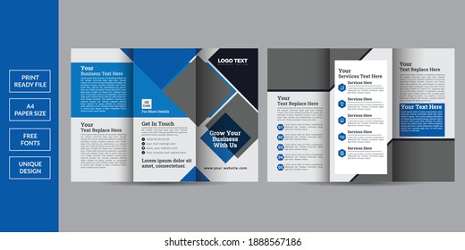 Business tri-fold brochure template , Tri Fold Layout. Corporate Design, Vector illustration.