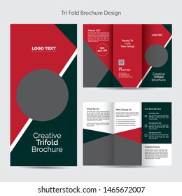 Business tri-fold brochure template, vector design
