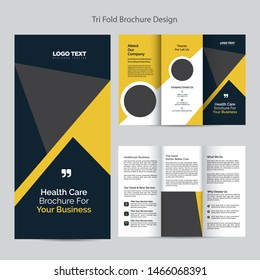 Business tri-fold brochure template, vector design