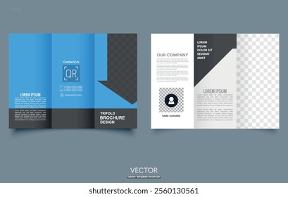 Business tri-fold brochure template, vector design. Creative and Professional tri fold brochure design.