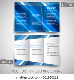 Business tri-fold flyer template, corporate brochure or cover design/design for print, publishing or working presentation with place for your content