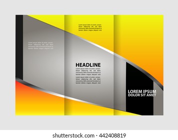 Business tri-fold flyer template, corporate brochure or cover design
