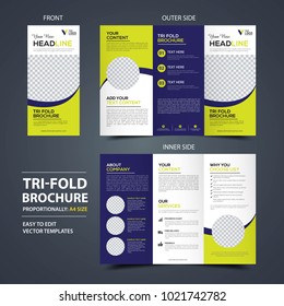 Business trifold leaflet brochure template design