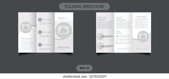 Business trifold leaflet brochure template design. Vector graphics.