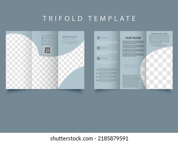 Business trifold leaflet brochure template design. Vector graphics. Flyer for printing.