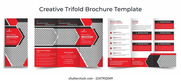 Business trifold leaflet brochure template design, Professional business Tri fold flyer template, Abstract trifold brochure template, Creative business square trifold brochure template design