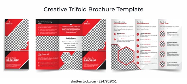 Business trifold leaflet brochure template design, Professional business Tri fold flyer template, Abstract trifold brochure template, Creative business square trifold brochure template design