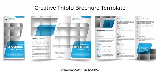 Business trifold leaflet brochure template design, Professional business Tri fold flyer template, Abstract trifold brochure template, Creative business square trifold brochure template design