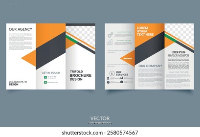 Business trifold leaflet brochure template design,Professional business three fold flyer template, Abstract trifold brochure template,Creative business square trifold brochure template design