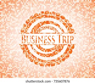 Business Trip abstract emblem, orange mosaic background