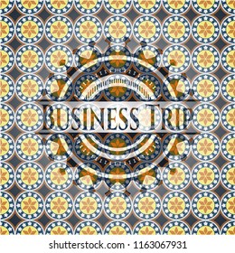 Business Trip arabic badge background. Arabesque decoration.