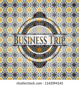 Business Trip arabic style emblem. Arabesque decoration.