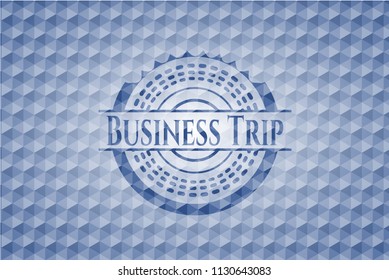 Business Trip blue polygonal badge.