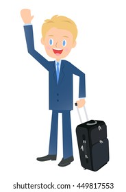 Business trip to businessman, male company employee of illustration material