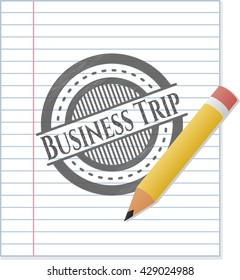 Business Trip emblem with pencil effect