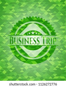 Business Trip green emblem. Mosaic background