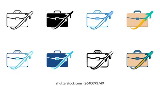 Business trip icon set multiple style collection