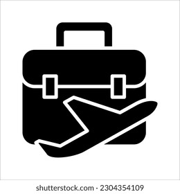 Business Trip icon, Suitcase and Airplane, Business Travel Icon for Web and Mobile App, vector illustration on white background