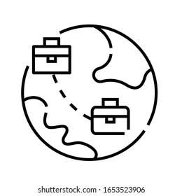 Business Trip Line Symbol, Concept-Zeichen, Umriss-Vektorillustration, Linearsymbol.