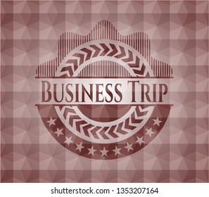 Business Trip red emblem or badge with geometric pattern background. Seamless.