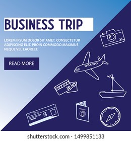 Business Trip Travel and tour promotional banner with place for text