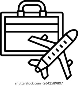 Geschäftsreise, Vektorsymbol. Kann für Druck-, Mobil- und Web-Anwendungen verwendet werden.
