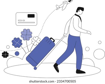 Viajes de negocios, ilustración de vector plano