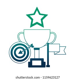 business trophy target flag and star award