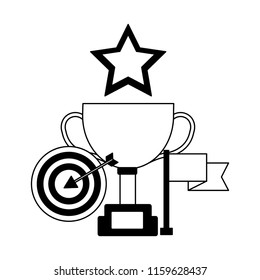 business trophy target flag and star award