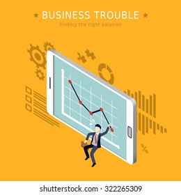 business trouble concept 3d isometric flat design 