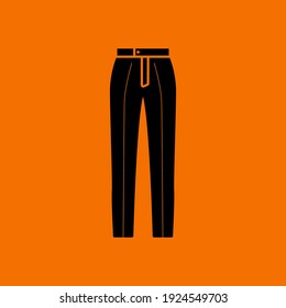 Business Trousers Icon. Black on Orange Background. Vector Illustration.