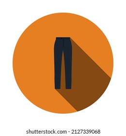 Business Trousers Icon. Flat Circle Stencil Design With Long Shadow. Vector Illustration.