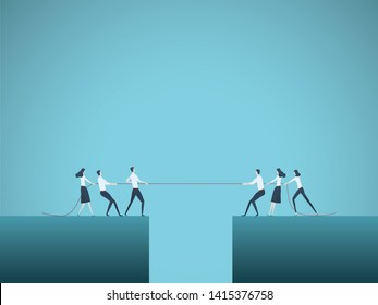 Business tug of war vector concept. Symbol of competition, market share, struggle, rivalry and also teamwork and leadership. Eps10 illustration.