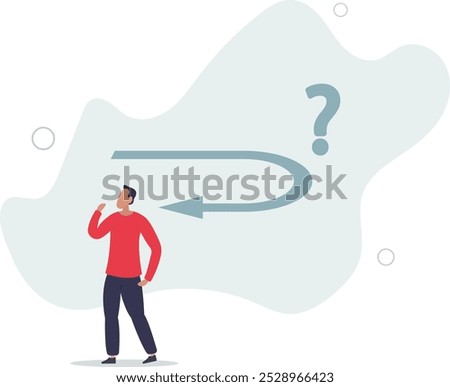 Business turning point, break event or change direction, reverse back, interest rate or financial trend change concept.flat design with people.
