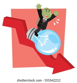 business turtle with bulb falling graphic