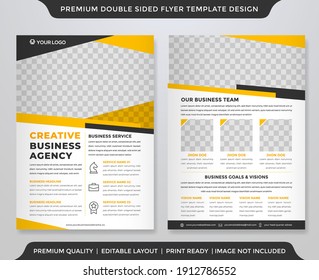 business two sides flyer template design with clean style and minimalist layout use for business profile and promotion pamphlet