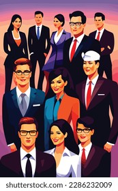 Business tycoons wearing suits. vector illustration