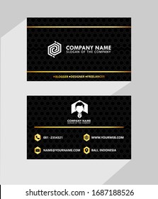 business type name card luxury with modern black white gold