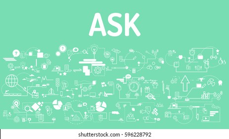 Business typography ask with modern text, good Idea and Concept Vector illustration Infographic template with icon.