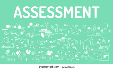 Business typography assessment with modern text, good Idea and Concept Vector illustration Infographic template with icon.
