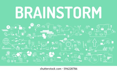 Business typography brainstorm with modern text, good Idea and Concept Vector illustration Infographic template with icon.