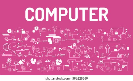 Business typography computer with modern text, good Idea and Concept Vector illustration Infographic template with icon.