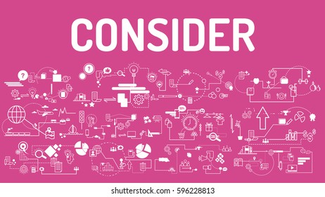 Business typography consider with modern text, good Idea and Concept Vector illustration Infographic template with icon.