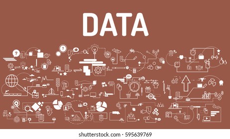 Business typography data with modern text, good Idea and Concept Vector illustration Infographic template with icon.
