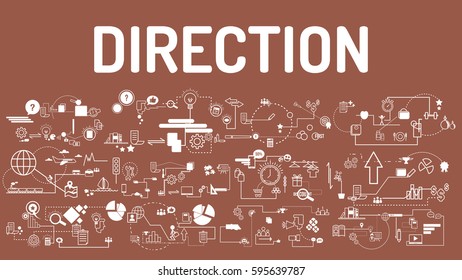 Business typography direction with modern text, good Idea and Concept Vector illustration Infographic template with icon.