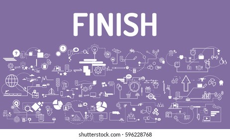 Business typography finish with modern text, good Idea and Concept Vector illustration Infographic template with icon.